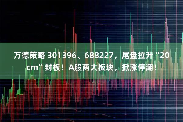 万德策略 301396、688227，尾盘拉升“20cm”封板！A股两大板块，掀涨停潮！